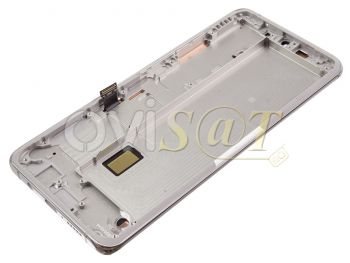 Pantalla completa AMOLED negra con marco blanco / plateado "Glacier white" para Xiaomi Mi Note 10 Lite, M2002F4LG, M1910F4G - Calidad PREMIUM